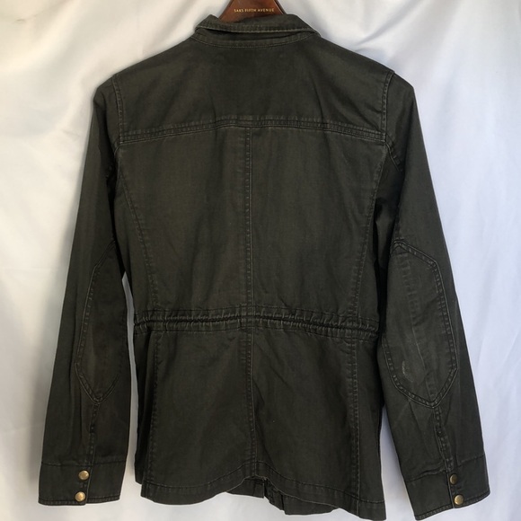J. CREW olive green Relaxed Boyfriend Field Jacket. Open collar. Size S. - Picture 9 of 11